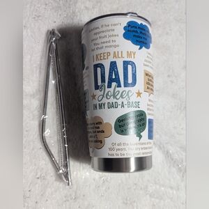 Funny Dad Jokes 20oz Stainless Steel Tumbler w/ Lid & Straw Gift for Dad